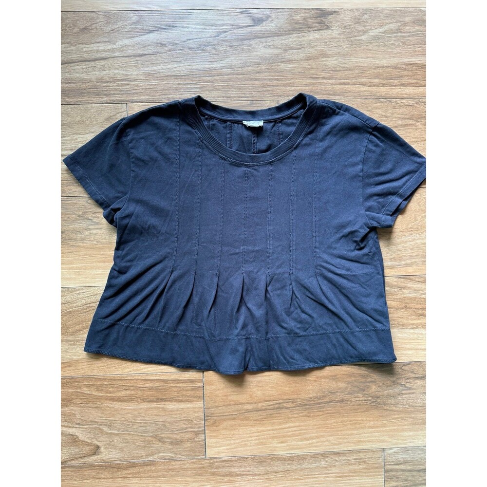 Anthropologie Pilcro Pleated Swing Black Onyx Pintuck 100% Cotton Top size Small